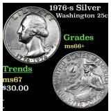 1976-s Silver Washington Quarter 25c Grades GEM++