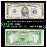 1934A $5 Blue Seal Silver Certificate Grades Choic