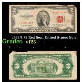 1953A $2 Red Seal United States Note Grades vf+