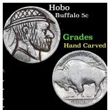Hobo Buffalo Nickel 5c Grades Hand Carved