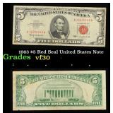 1963 $5 Red Seal United States Note Grades vf++