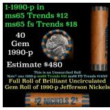 BU Shotgun Jefferson 5c roll, 1996-p 40 pcs Bank $