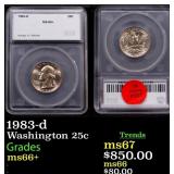 1983-d Washington Quarter 25c ms66+ SEGS