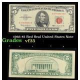 1963 $5 Red Seal United States Note Grades vf++
