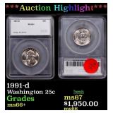1991-d Washington Quarter 25c ms66+ SEGS