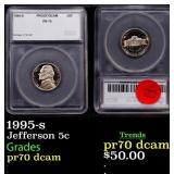 1995-s Proof Jefferson Nickel 5c pr70 dcam SEGS