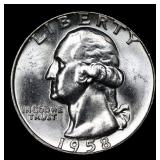 1958-d Washington Quarter 25c Grades GEM++ Unc