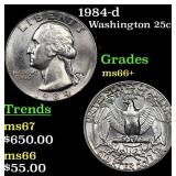 1984-d Washington Quarter 25c Grades GEM++ Unc