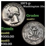1971-p Washington Quarter 25c Grades GEM+ Unc