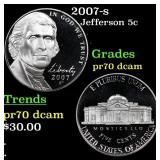 2007-s Proof Jefferson Nickel 5c pr70 dcam SEGS