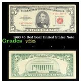 1963 $5 Red Seal United States Note Grades vf++