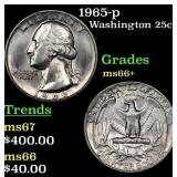 1965-p Washington Quarter 25c Grades GEM++ Unc