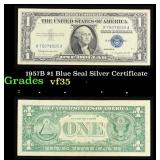 1957B $1 Blue Seal Silver Certificate Grades vf++