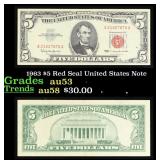 1963 $5 Red Seal United States Note Grades Select