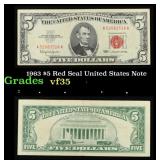 1963 $5 Red Seal United States Note Grades vf++