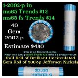 BU Shotgun Jefferson 5c roll, 2002-p 40 pcs Bank $