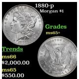 1880-p Morgan Dollar $1 ms65+ SEGS