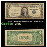 1935C $1 Blue Seal Silver Certificate Grades vf+