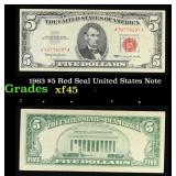 1963 $5 Red Seal United States Note Grades xf+
