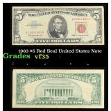 1963 $5 Red Seal United States Note Grades vf++