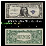 1957 $1 Blue Seal Silver Certificate Grades Gem CU