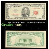 1963 $5 Red Seal United States Note Grades vf++