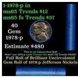 BU Shotgun Jefferson 5c roll, 1978-p 40 pcs Bank $