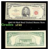 1963 $5 Red Seal United States Note Grades xf