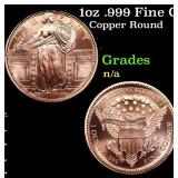 1oz .999 Fine Copper Bullion Round - Standing Libe