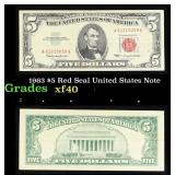 1963 $5 Red Seal United States Note Grades xf