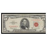 1963 $5 Red Seal United States Note Grades vf++