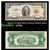 1953A $2 Red Seal United States Note Grades xf