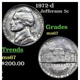 1972-d Jefferson Nickel 5c Grades GEM++ Unc