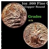 1oz .999 Fine Copper Bullion Round - Dragon style