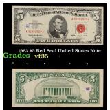 1963 $5 Red Seal United States Note Grades vf++
