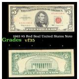1963 $5 Red Seal United States Note Grades vf++