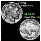 Hobo Buffalo Nickel 5c Grades Hand Carved