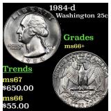 1984-d Washington Quarter 25c Grades GEM++ Unc