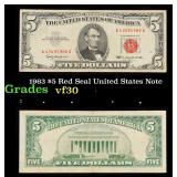 1963 $5 Red Seal United States Note Grades vf++