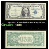1957B $1 Blue Seal Silver Certificate Grades vf++