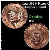 1oz .999 Fine Copper Bullion Round - Trump style G
