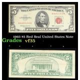 1963 $5 Red Seal United States Note Grades vf++