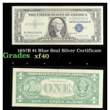 1957B $1 Blue Seal Silver Certificate Grades xf