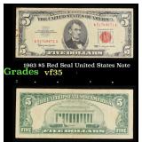 1963 $5 Red Seal United States Note Grades vf++