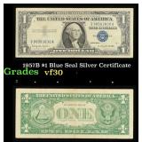 1957B $1 Blue Seal Silver Certificate Grades vf++