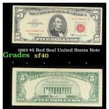 1963 $5 Red Seal United States Note Grades xf