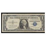 1957B $1 Blue Seal Silver Certificate Grades vf+