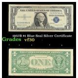 1957B $1 Blue Seal Silver Certificate Grades vf++