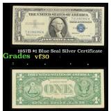1957B $1 Blue Seal Silver Certificate Grades vf++