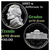 1997-s Proof Jefferson Nickel 5c Grades GEM++ Proo